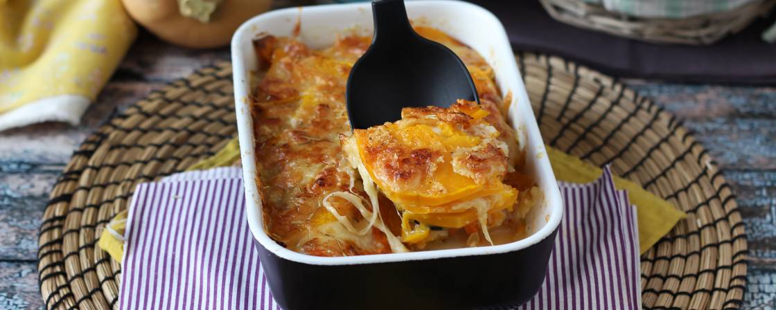 Gratinado de calabaza y queso, un plato reconfortante perfecto para los día de otoño