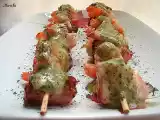 Receta Brochetas de pulpo y gambas en salsa verde