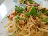 Receta Tallarines con rúcula y gambas