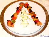 Receta Brocheta de pavo, papaya y aguacate con salsa de yogur y tiempo muerto