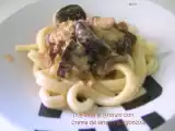 Receta Trafilata al bronzo (pasta de sémola de grano duro) con crema de setas y gorgonzola