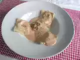 Receta Raviolis con gambas, puerros y setas