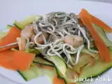 Receta Tagliatelle de calabacín y zanahoria con gulas