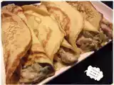 Receta Crepes rellenos de salteado de setas, cerdo y bechamel