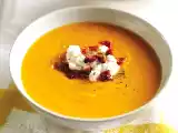 Receta Crema de pimientos rojos asados con anchoas y queso feta