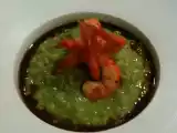 Receta Arroz verde con gambas salteadas