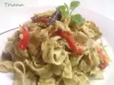 Receta Pasta de ajo del oso a la crema con verduras y setas