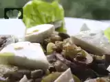 Receta Ensalada templada con queso fresco y portobellos. receta