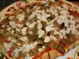 Receta Pizza de cebolla, berenjena y pollo (delicia)