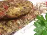 Receta Tortilla con morcilla de verduras ríos, puerros y pimientos asados