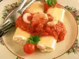 Receta Canelones de gambas y berenjenas