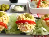 Receta Huevos rellenos de atún con pimientos