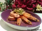 Receta Salteado de lomos de salmón, langostinos y ajos tiernos