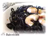 Receta Tallarines de sepia con langostinos