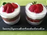 Receta Mousse de chocolate con cremoso de plátano y fresas frescas