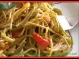 Receta Espaguetis con tomate, cebolla y pimientos