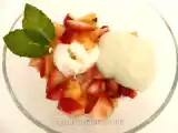 Receta Ensalada de frutas con lima, cardamomo, y menta con espuma de menta y helado de coco