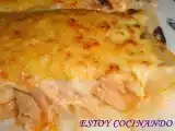 Receta Pastel de patatas con bonito y bechamel con tostas daveiga