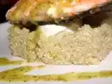 Receta Salmón con quinoa y queso de cabra al mojo verde