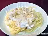 Receta Spaguetti con pera salteada y salsa de queso