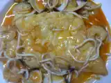Receta Bacalao con gulas almejas y gambas