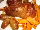 Receta Paletilla de cordero al horno con chalotas y boniatos