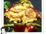 Receta Risotto de trufas y esparragos verdes con virutas de jamón de pato