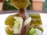 Receta Pincho de bonito, pepinillo y anchoas con vinagreta