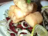Receta Congrio en tempura con ensalada de alubias rojas