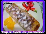Receta Brazo de hojaldre con pera, manzana y frutos secos