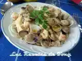 Receta Spaguettis con gambas y almejas al vino blanco