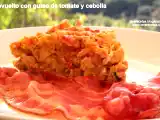 Receta Revuelto de guiso de tomate y cebolla.