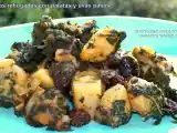 Receta Acelgas rehogadas con patatas y uvas pasas.