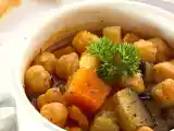Receta Potaje de garbanzos con berenjena y calabaza