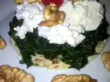 Receta Espinacas con requesón y nueces en cama de tortitas de maíz y soja