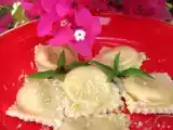 Receta Raviolis de pasta fresca rellenos de jamon serrano y queso (sin máquina)