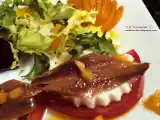 Receta Ensalada de queso burgos y anchoas con vinagreta de fruta