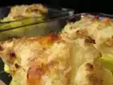 Receta Patatas gratinadas con jamón dulce y queso emmental.