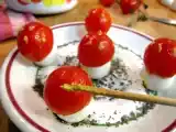 Receta Bosque de setas de huevos de codorniz y tomates cherry