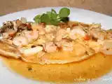 Receta Lubina al horno con gambas y almendras