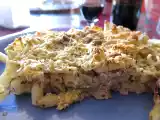 Receta Pastel de macarrones con atún y champiñones.