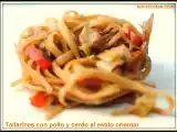 Receta Ricos tallarines con pollo y cerdo al estilo asiático.