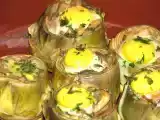 Receta Corazones de alcachofa rellenos de virutas de jamón y huevo de codorniz