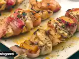 Receta Brochetas de pollo, bacon y calabaza