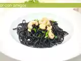 Receta Espaguetis con tinta de calamar y gambas