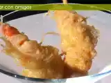 Receta Langostinos con fideos de arroz