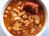Receta Potaje de garbanzos, judias y col