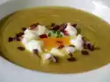 Receta Crema de borrajas con virutas de jamon de teruel y huevos de codorniz