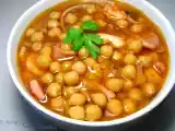 Receta Garbanzos con voladores y langostinos