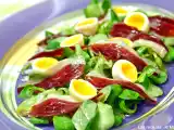 Receta Ensalada de anchoas, jamón de pato y berros